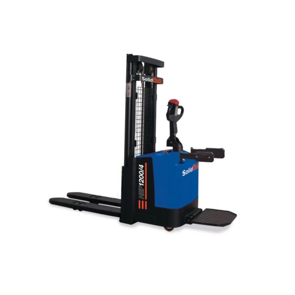 Electric high lift truck HEF1200/4 with driver's stand, lifting height 90 - 4.000 mm, load capacity 1.200 kg, SolidHub