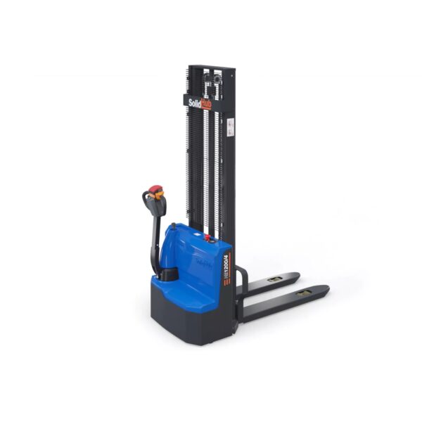 Electric stacker HE1200/4, lifting height 86 - 4.000 mm, WLL 1.200 kg, SolidHub