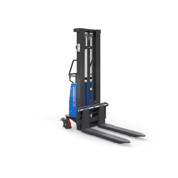 Semi-electric stacker HSE1000/3, lifting height 85 - 3.000 mm, WLL 1.000 kg, SolidHub